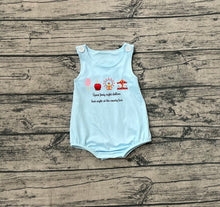 Load image into Gallery viewer, Baby Boys Blue Sleeveless Park Rompers
