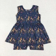 Load image into Gallery viewer, Baby Girls Navy Sleeveless Horses Cactus Skort Jumpsuits
