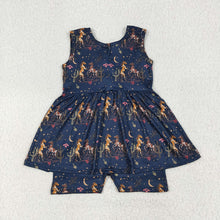 Load image into Gallery viewer, Baby Girls Navy Sleeveless Horses Cactus Skort Jumpsuits

