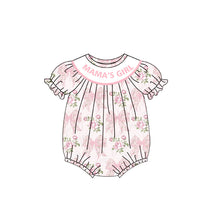 Load image into Gallery viewer, Baby Girls Pink Bows Flowers Mama&#39;s Girl Ruffle Rompers
