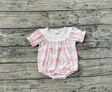 Load image into Gallery viewer, Baby Girls Pink Bows Flowers Mama&#39;s Girl Ruffle Rompers
