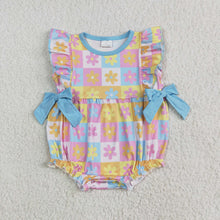 Load image into Gallery viewer, Sibling Baby Girls Blue Top Flowers Rompers Summer Outfits Sets
