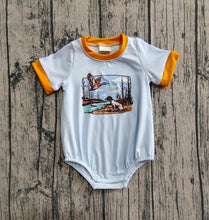 Load image into Gallery viewer, Baby Boys Blue Short Sleeves Duck Dog Rompers
