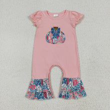 Load image into Gallery viewer, Sibling Embroidery Baby Girls Pink Floral Pumpkin Rompers Dresses Outfits
