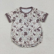 Load image into Gallery viewer, Sibling Baby Boys Khaki Ducks Camo Button Rompers Shirts

