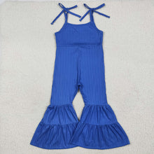 Load image into Gallery viewer, Sibling Baby Girls Colorful Strap Bell Bottom Ribbed Jumpsuits

