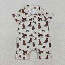 Load image into Gallery viewer, Baby Boys Short Sleeves Button Dogs Plaid Shorts Rompers
