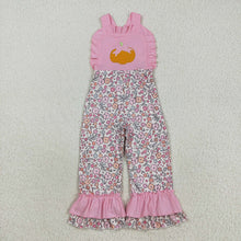 Load image into Gallery viewer, Sibling Embroidery Ghost Pumpkins Baby Girls Strap Floral Fall Halloween Ruffle Jumpsuits
