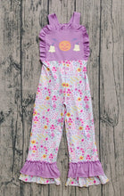 Load image into Gallery viewer, Embroidery Ghost Pumpkins Baby Girls Strap Floral Halloween Jumpsuits
