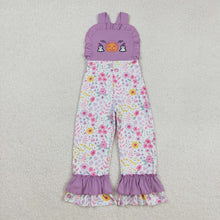 Load image into Gallery viewer, Sibling Embroidery Ghost Pumpkins Baby Girls Strap Floral Fall Halloween Ruffle Jumpsuits
