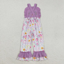 Load image into Gallery viewer, Embroidery Ghost Pumpkins Baby Girls Strap Floral Halloween Jumpsuits
