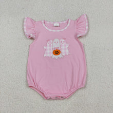 Load image into Gallery viewer, Sibling Baby Boys Girls Embroidery Ghosts Pumpkins Halloween Rompers
