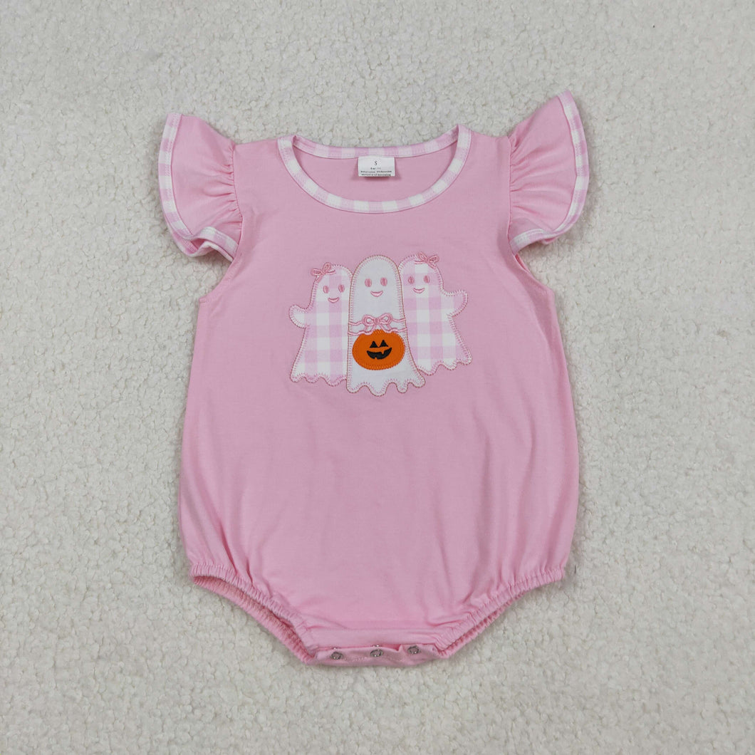 Sibling Baby Boys Girls Embroidery Ghosts Pumpkins Halloween Rompers