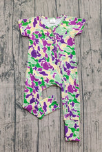 Load image into Gallery viewer, Baby Boys Mardigras Camo Short Sleeve Zipper Footie Rompers
