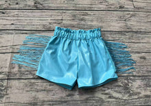 Load image into Gallery viewer, Baby Girls Blue Tassel Pleather Shorts
