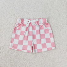 Load image into Gallery viewer, Sibling Baby Girls Pink Black Plaid Summer Shorts Bottoms
