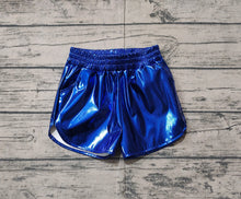 Load image into Gallery viewer, Baby Girls Blue Pocket Leather Elastic Bottom Shorts
