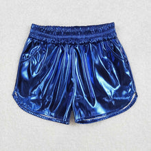 Load image into Gallery viewer, 8 Colors Sibling Baby Girls Pockets Leather Metallic Elastic Bottom Shorts
