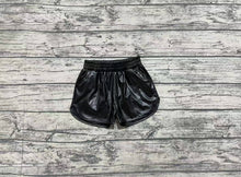 Load image into Gallery viewer, Baby Girls Black Pocket Leather Elastic Bottom Shorts

