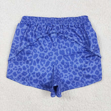 Load image into Gallery viewer, Adult Women Blue Leopard Yoga Summer Shorts

