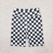 Load image into Gallery viewer, Baby Girls Black White Plaid Yoga Biking Shorts Bottoms
