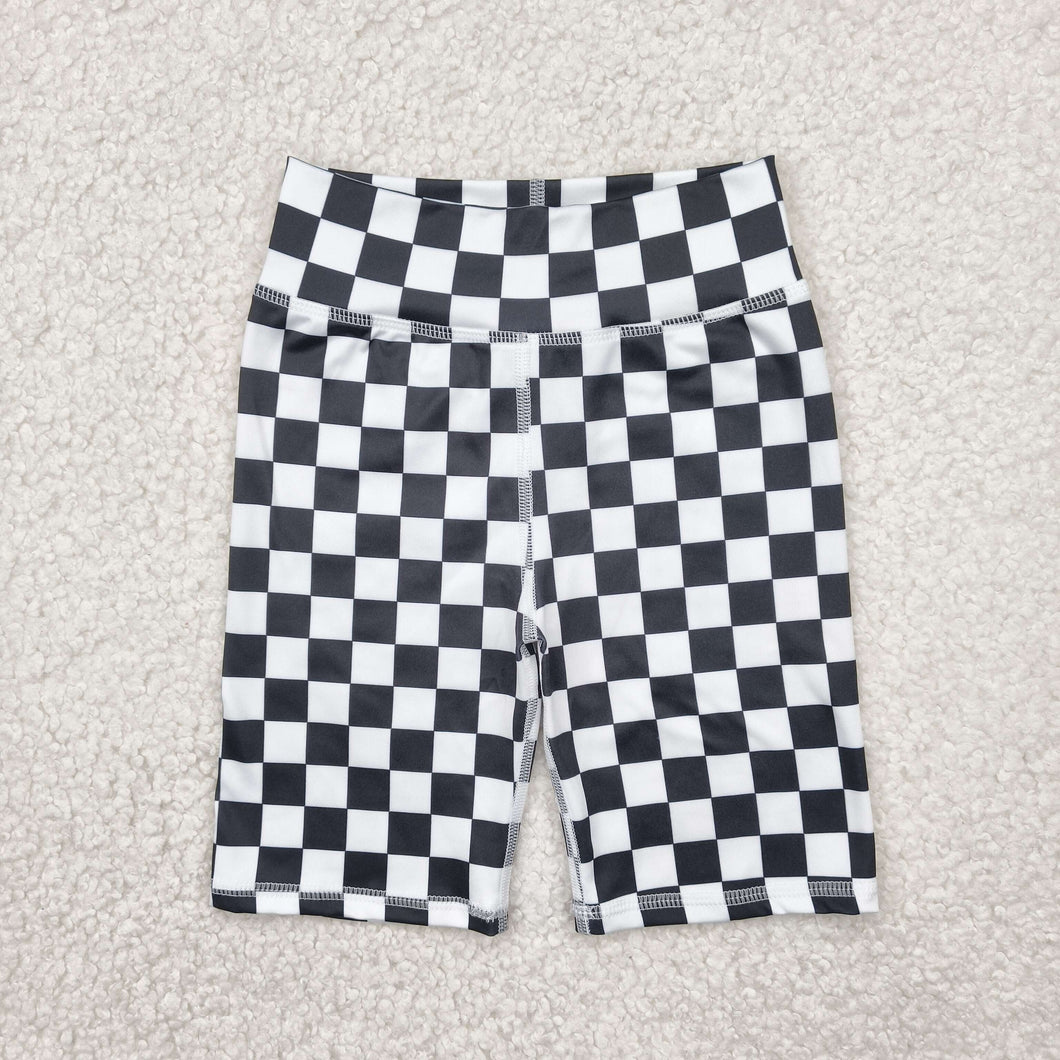 Baby Girls Black White Plaid Yoga Biking Shorts Bottoms