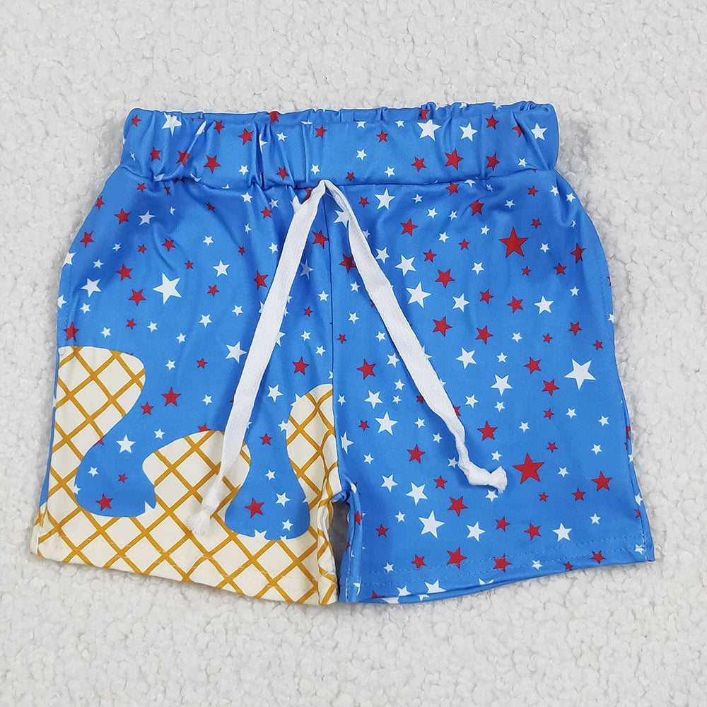 Baby Boys Blue Drip Stars Pockets Team Shorts Bottom