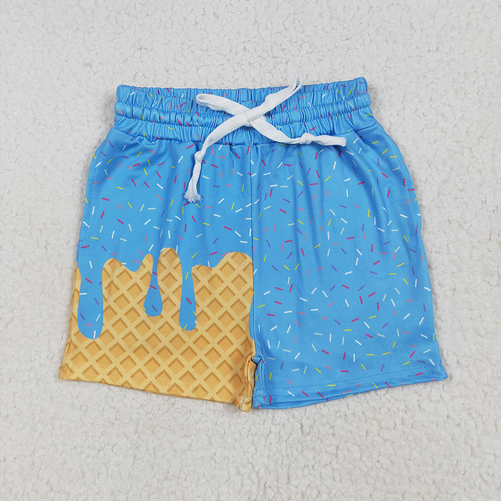 Baby Girls Blue Ice Cream Drip Summer Shorts Bottoms
