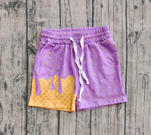 Load image into Gallery viewer, Baby Girls Purple Ice Cream Drip Summer Shorts Bottoms
