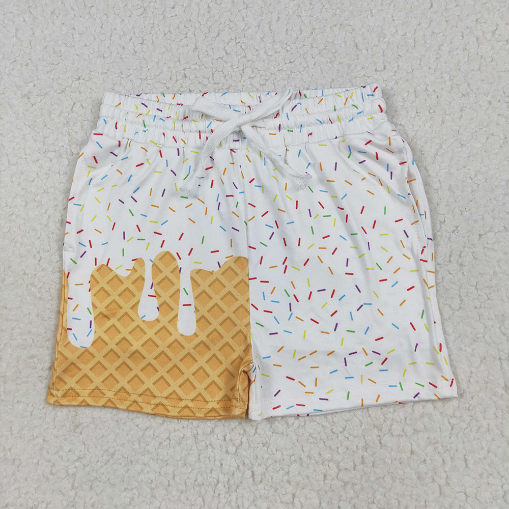 Baby Girls White Ice Cream Drip Summer Shorts Bottoms