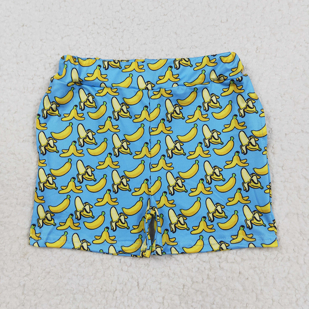Baby Girls Blue Bananas Plaid Summer Shorts Bottom