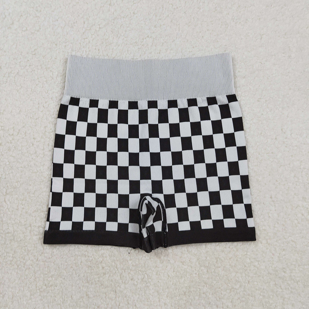 Adult Women Black Checkered Knitted Yoga Bottoms