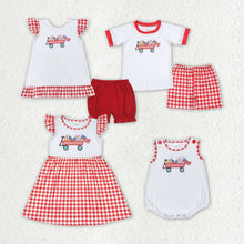 Load image into Gallery viewer, Baby Girls 4th Of July Flag Tractor Sibling Rompers Clothes Sets
