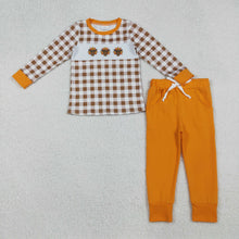 Load image into Gallery viewer, Embroidery Turkey Baby Boys Checked Top Pockets Pant Thanksgiving Clothes Set
