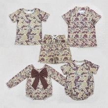 Load image into Gallery viewer, Sibling Baby Boys Girls Khaki Shirts Tops Short Bottom Rompers
