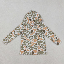 Load image into Gallery viewer, Sibling Baby Boys Green Khaki Camo Long Sleeve Hooded Shirts Tops
