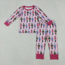 Load image into Gallery viewer, Sibling Baby Boys Girls Soldiers Checked Christmas Ruffle Knee Length Dress Pajamas Sets Footie Rompers
