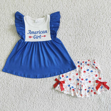 Load image into Gallery viewer, Baby girls 4th of july summer shorts sets
