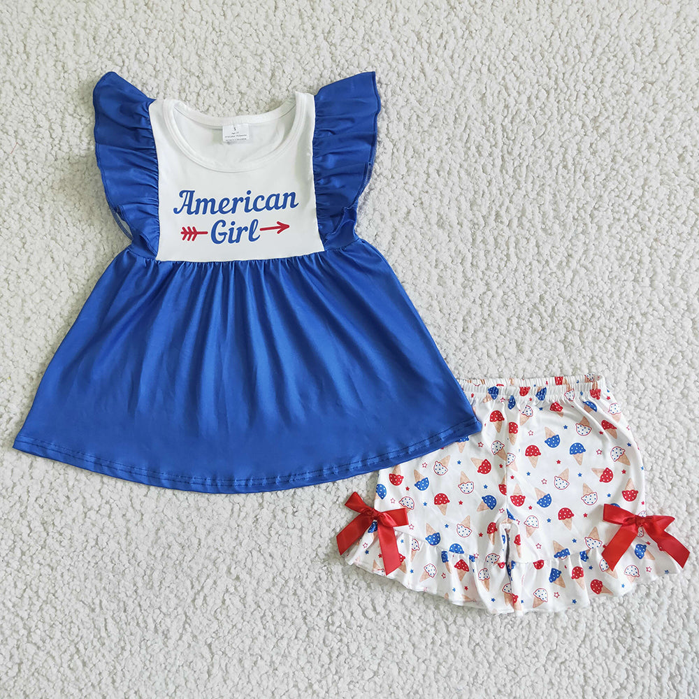 Baby girls 4th of july summer shorts sets