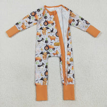 Load image into Gallery viewer, Baby Girls Farm Bats Pumpkins Halloween Zipper Footie Rompers
