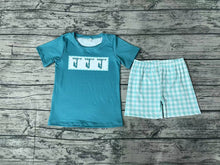 Load image into Gallery viewer, Baby Boys Green Checkered Line Workers Shirt Shorts Clothes Sets
