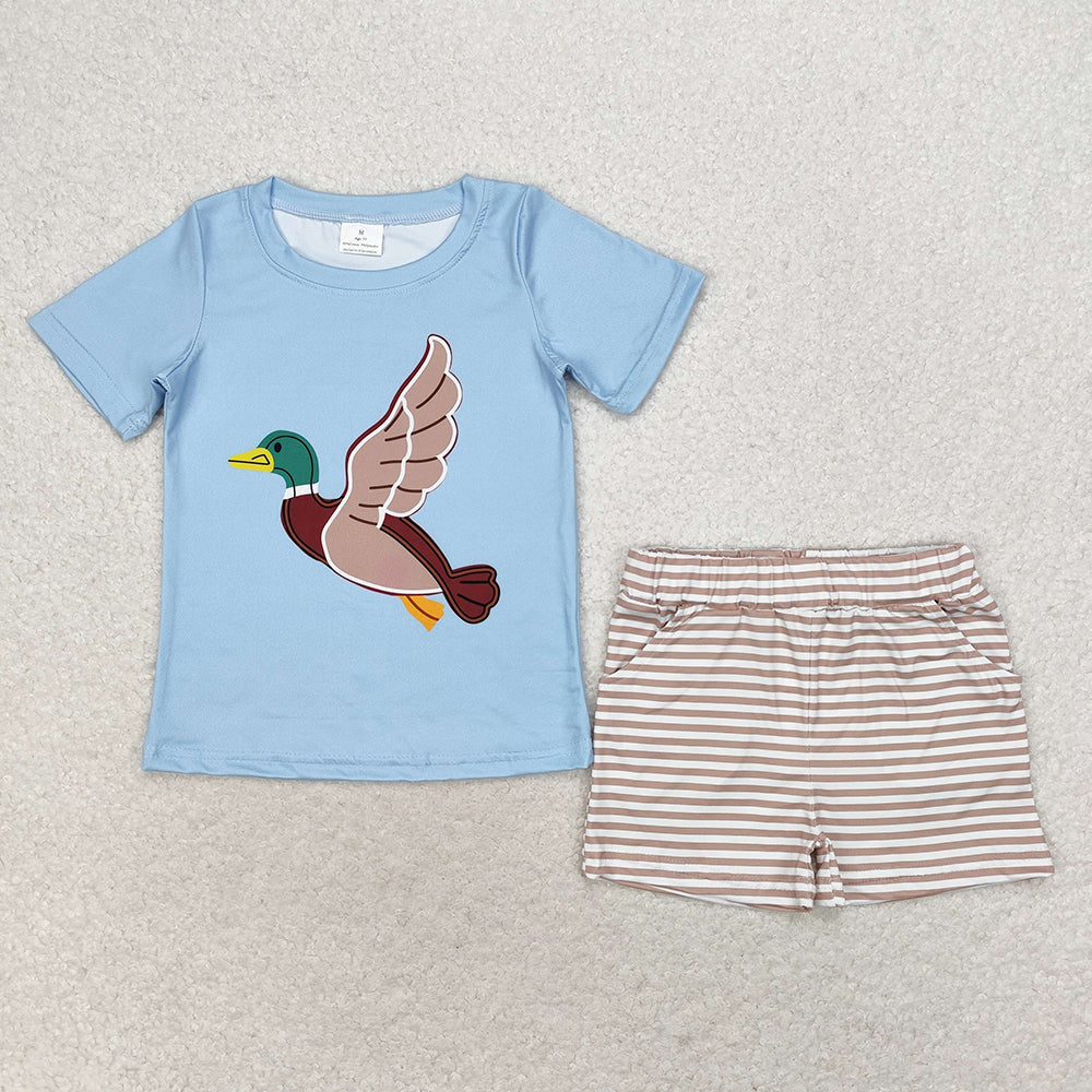 Baby Boys Duck Short Sleeve Top Stripes Shorts Clothes Sets