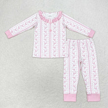 Load image into Gallery viewer, Baby Girls Pink Bows Christmas Shirt Pants Pajamas Clothes Sets
