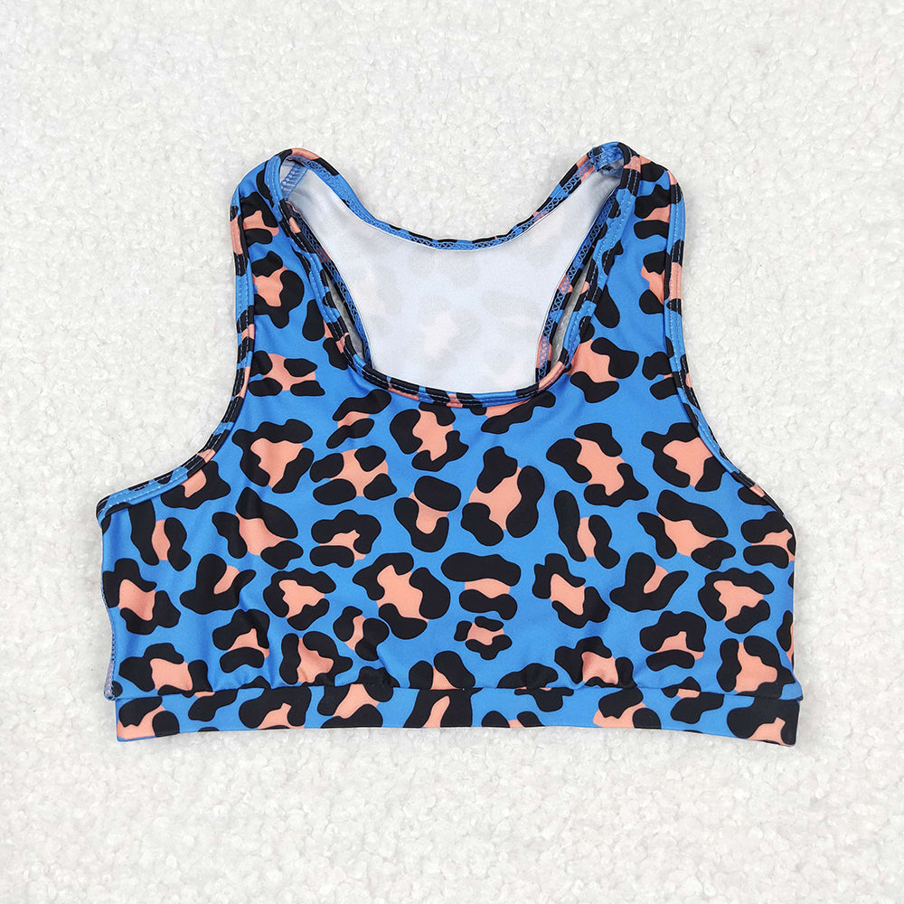 Baby Girls Blue Leopard Sleeveless Vest Crop Tops