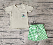 Load image into Gallery viewer, Baby Boys Ducks Green Shirt Checkered Shorts Clothes Sets
