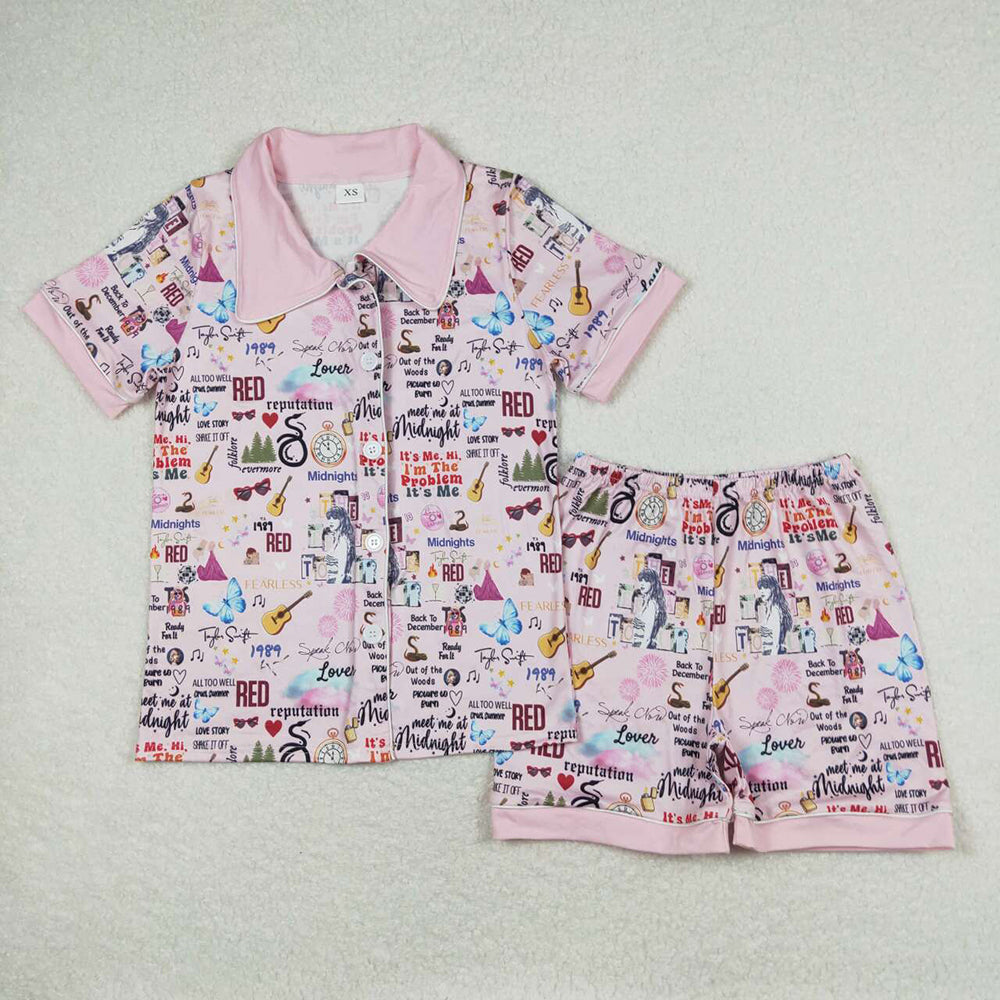 Adult Pink Singer Short Tee Shorts Pajamas Sets