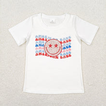 Load image into Gallery viewer, Baby Boys Girls White 4th Of July American Babe Smile Short Sleeve Tee Shirts Tops
