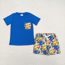 Load image into Gallery viewer, Baby Boys Blue Short Sleeve Tee Shirts Tops Toys Shorts Clothes Sets

