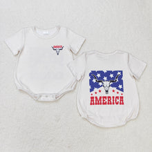 Load image into Gallery viewer, Baby Boys Cow 4th Of July Short Sleeve Sibling Brother Rompers Tee Tops
