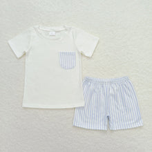 Load image into Gallery viewer, Baby Boys White Shirt Top Stripes Shorts Clothes Sets
